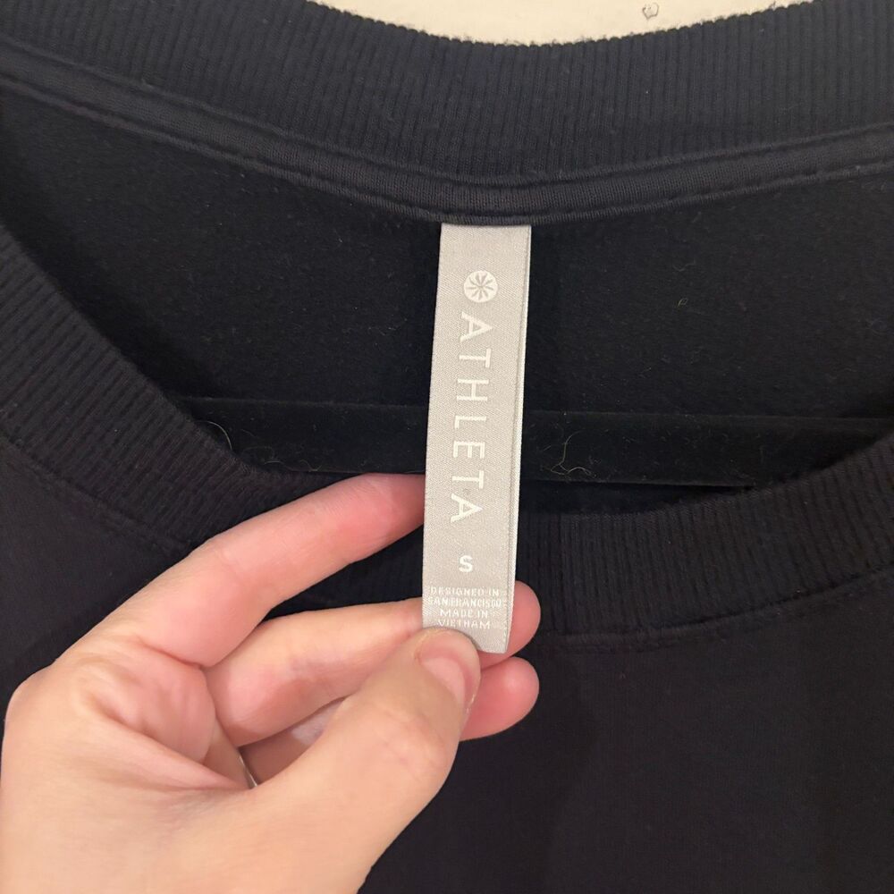 Athleta Long Sleeve Cotton Blend Pullover Sweatshirt Black Small - Picture 6 of 7